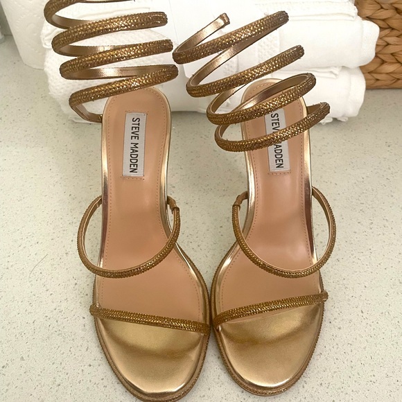 Gold Steve Madden Open-toe Heels - Picture 1 of 4